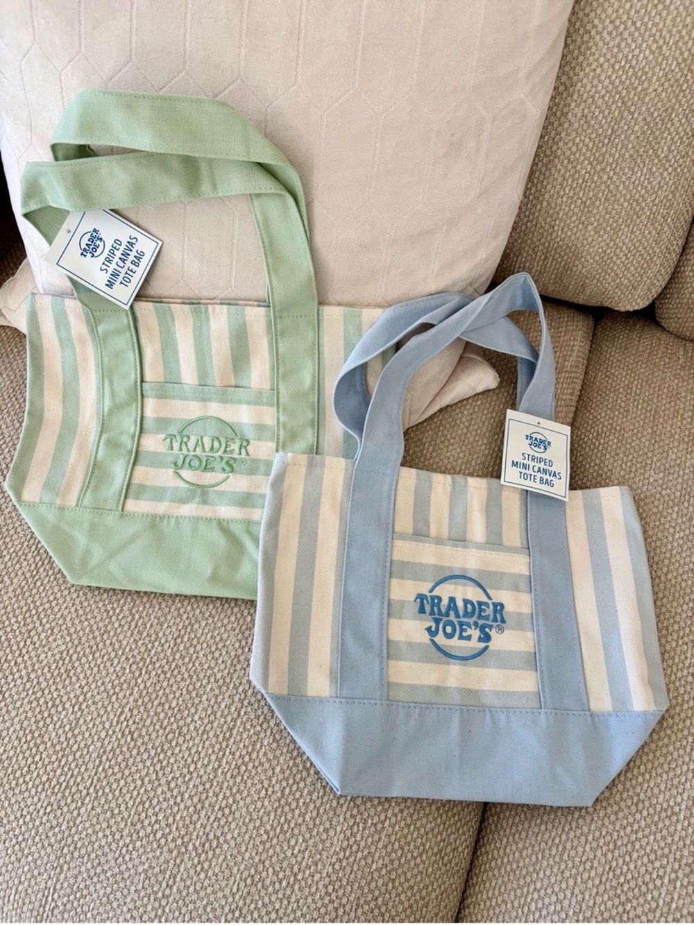 NWT 🏷️ | Trader Joe’s Mini Canvas Bag Bundle (2 Bags) Mint & Blue